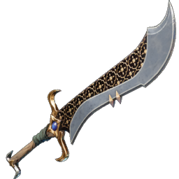 Grande épée à double tranchant dorée